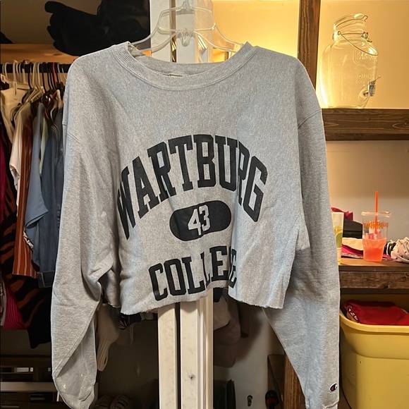 Gray Wartburg College Cropped Sweatshirt vintage - Picture 1 of 2